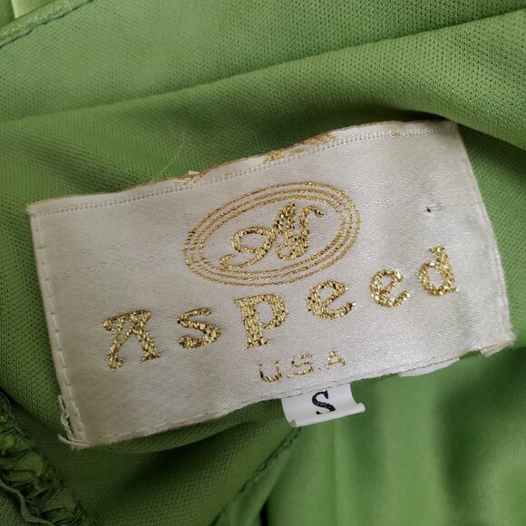 VINTAGE DROP-DEAD GORGEOUS CHARTREUSE EVENING DRESS - Picture 5 of 6